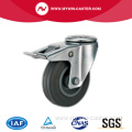 Braked Bolt Hole Swivel Gray Rubber Industrial Casters